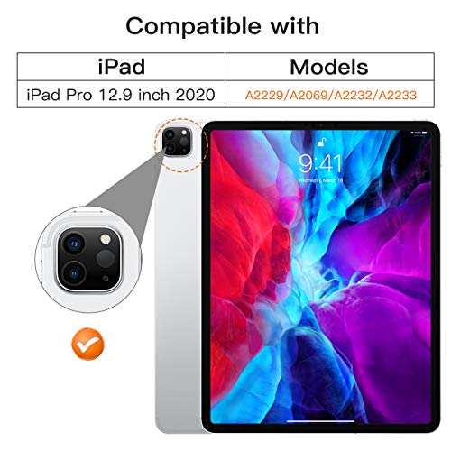 TiMOVO Funda Compatible con iPad Pro 12.9 Inch 2020, Cubierta Triple Claro con Borde de Colchón Aire de TPU, Soporta de Carga de Stylus Pencil, Auto Sueño/Estela - Negro TiMOVO Funda Compatible con iPad Pro 12.9 Inch 2020, Cubierta Triple Claro con Borde de Colchón Aire de TPU, Soporta de Carga de Stylus Pencil, Auto Sueño/Estela - Negro