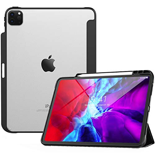TiMOVO Funda Compatible con iPad Pro 12.9 Inch 2020, Cubierta Triple Claro con Borde de Colchón Aire de TPU, Soporta de Carga de Stylus Pencil, Auto Sueño/Estela - Negro TiMOVO Funda Compatible con iPad Pro 12.9 Inch 2020, Cubierta Triple Claro con Borde de Colchón Aire de TPU, Soporta de Carga de Stylus Pencil, Auto Sueño/Estela - Negro