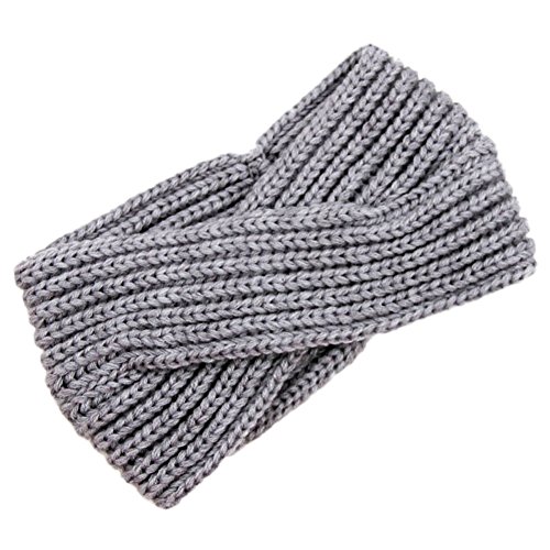 TININNA Diadema Mujer, Invierno Diadema Pelo Mujer Tejido Lana De Punto Banda Cinta Venda,Tejer Elástico Caliente Hairwrap-Gris Claro