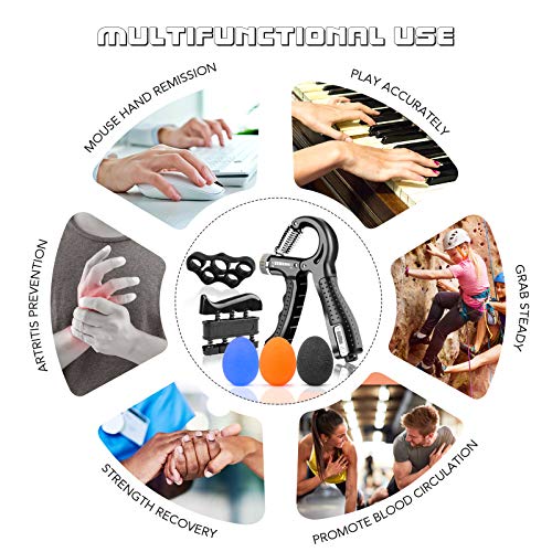 Tintec Fortalecedor de Mano, Kit Ejercitador de Manos Ajustable 10-60Kg para Ejercicio Dedos Manos, Juego de 7 Piezas con Bolas Antiestrés Ejercitador de Dedos Anillo de Fortalecer Estirador de Dedos Tintec Fortalecedor de Mano, Kit Ejercitador de Manos Ajustable 10-60Kg para Ejercicio Dedos Manos, Juego de 7 Piezas con Bolas Antiestrés Ejercitador de Dedos Anillo de Fortalecer Estirador de Dedos