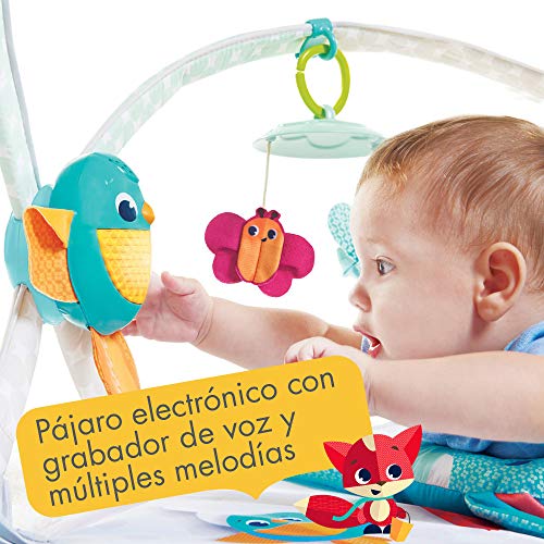 Tiny Love Meadow Days Dynamic Gymini - Gimnasio musical de actividades con juguetes electrónicos, grabadora con luces y música, alfombra bebé alcochada grande, Arcos ajustables moviles, 110 x 90 cm