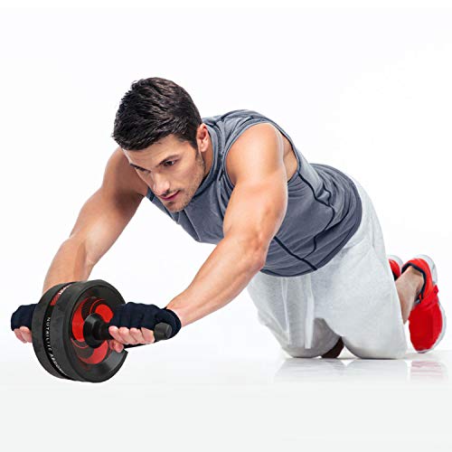 Tioamy Rodillo de Abdominales ABS Rueda Roller AB Wheel Entrenador Muscular para Brazos Espalda Vientre Forma del Cuerpo Central Formación Aptitud Ejercicio Gimnasio Accesorio