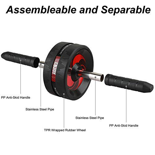 Tioamy Rodillo de Abdominales ABS Rueda Roller AB Wheel Entrenador Muscular para Brazos Espalda Vientre Forma del Cuerpo Central Formación Aptitud Ejercicio Gimnasio Accesorio