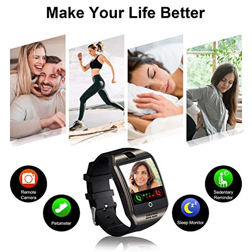 Tipmant Reloj Inteligente Mujer Hombre Smartwatch Pantalla táctil con Ranura para Tarjeta SIM Cámara Podómetro Moviles Baratos y Buenos Pulsera de Actividad para Android Xiaomi Samsung Huawei (Negro)