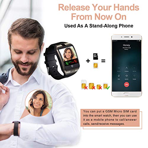 Tipmant Reloj Inteligente Mujer Hombre Smartwatch Pantalla táctil con Ranura para Tarjeta SIM Cámara Podómetro Moviles Baratos y Buenos Pulsera de Actividad para Android Xiaomi Samsung Huawei (Negro)