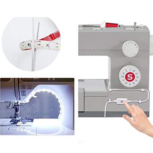 Tira de luces LED para máquina de coser JK, blanco frío 6500 K con regulador táctil y alimentación USB para todas las máquinas de coser, enchufe de la UE EU Plug blanco