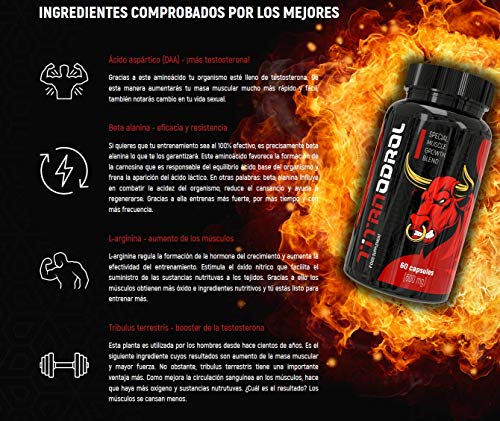 TITANODROL Premium, 2 paquetes, aumenta los niveles de testosterona y hormona de crecimiento, rápido crecimiento muscular, rápida quema de grasa, sin esteroides, ¡sin efectos secundarios!