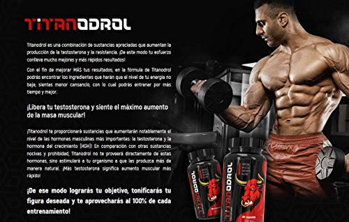 TITANODROL Premium, 2 paquetes, aumenta los niveles de testosterona y hormona de crecimiento, rápido crecimiento muscular, rápida quema de grasa, sin esteroides, ¡sin efectos secundarios!