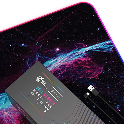 Titanwolf - Alfombrilla para ratón Gaming RGB - Mouse Pad 800 x 300 mm - LED Multicolor 7 Colores - 4 modos de efectos - Mejora precisión y velocidad - Superficie inferior de goma – Motivo Veil Nebula Titanwolf - Alfombrilla para ratón Gaming RGB - Mouse Pad 800 x 300 mm - LED Multicolor 7 Colores - 4 modos de efectos - Mejora precisión y velocidad - Superficie inferior de goma – Motivo Veil Nebula