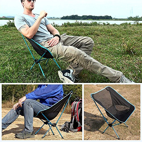 TJW Silla de Camping Plegable, Silla Plegable del Aleación de Aluminio con Bolsa Soporta hasta 150 KG para Pesca, Playa, Barbacoa, Picnic y Actividades al Aire Libre (Azul) TJW Silla de Camping Plegable, Silla Plegable del Aleación de Aluminio con Bolsa Soporta hasta 150 KG para Pesca, Playa, Barbacoa, Picnic y Actividades al Aire Libre (Azul)