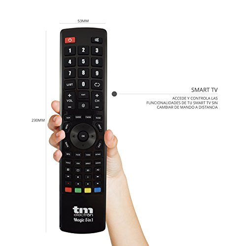 TM Electron TMURC501 - Mando a distancia universal Magic 5 en 1 compatible con televisores de grandes marcas, no necesita programación ni códigos