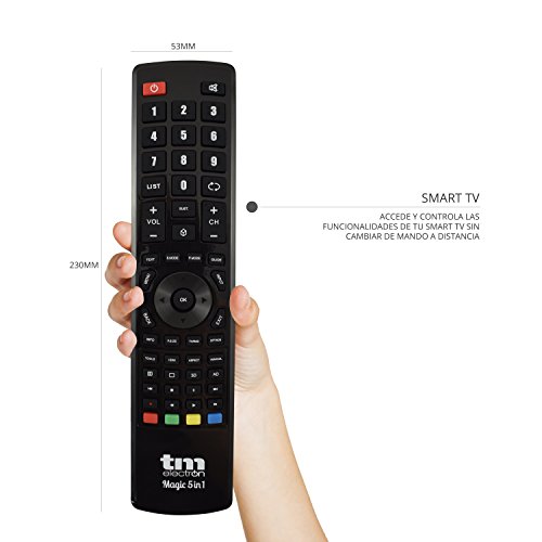 TM Electron TMURC501 - Mando a distancia universal Magic 5 en 1 compatible con televisores de grandes marcas, no necesita programación ni códigos TM Electron TMURC501 - Mando a distancia universal Magic 5 en 1 compatible con televisores de grandes marcas, no necesita programación ni códigos