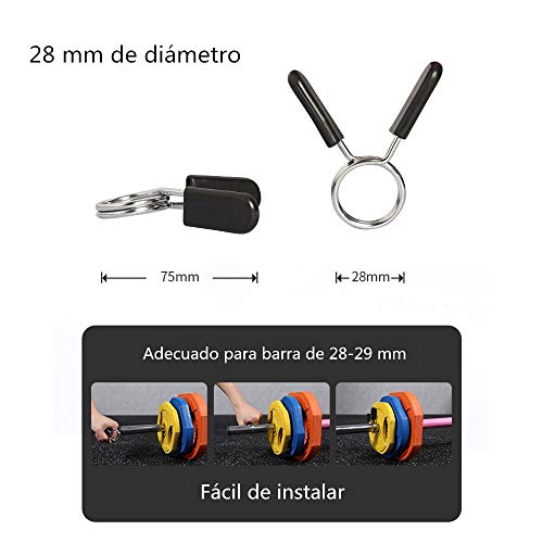 tmtonmoon 4Pcs Collares De Resorte con Mancuernas Abrazaderas con Barra de Mancuernas para Barra De Pesas con Mancuernas Gimnasio Entrenamiento FíSico Bloqueo De Mancuernas(28mm)