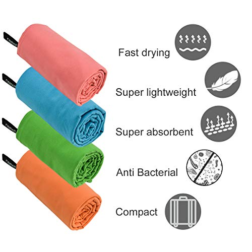 Toalla de Microfibra, Toalla Secado Rapido para Mujer Hombre, Toalla Deporte de Yoga Gym Fitness Pilates, Ideal para Gimnasio en casa, Deportes, Correr, Viajes, Playa, Natacion Piscina, Baño Rosa S