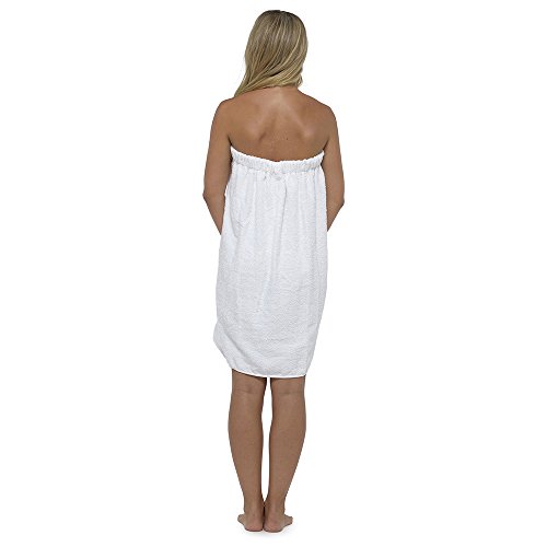 Toalla para mujer, 100% algodón, muy absorbente, de rizo suave, toalla de ducha, spa, sauna, playa, gimnasio, albornoz (blanco, S/M)