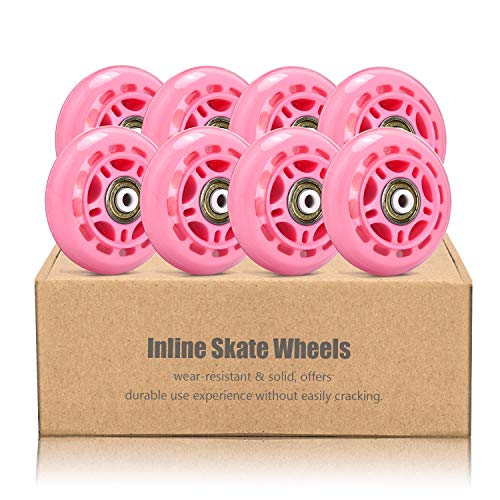 TOBWOLF 8 ruedas de repuesto para patines en línea de 70 mm 82 A, ruedas de patinaje interior con rodamientos ABEC-7, ruedas de equipaje, ruedas de entrenamiento para scooter, color rosa