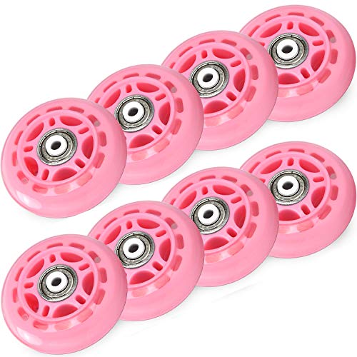 TOBWOLF 8 ruedas de repuesto para patines en línea de 70 mm 82 A, ruedas de patinaje interior con rodamientos ABEC-7, ruedas de equipaje, ruedas de entrenamiento para scooter, color rosa TOBWOLF 8 ruedas de repuesto para patines en línea de 70 mm 82 A, ruedas de patinaje interior con rodamientos ABEC-7, ruedas de equipaje, ruedas de entrenamiento para scooter, color rosa