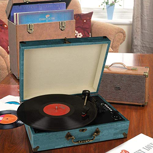 Tocadiscos Bluetooth con Estéreo Altavoces, Tocadiscos de Vinilo de Estilo Vintage, 33/45/78 RPM, Salida RCA/Auriculares / MP3 / Grabacion de Vinilo Tocadiscos Bluetooth con Estéreo Altavoces, Tocadiscos de Vinilo de Estilo Vintage, 33/45/78 RPM, Salida RCA/Auriculares / MP3 / Grabacion de Vinilo