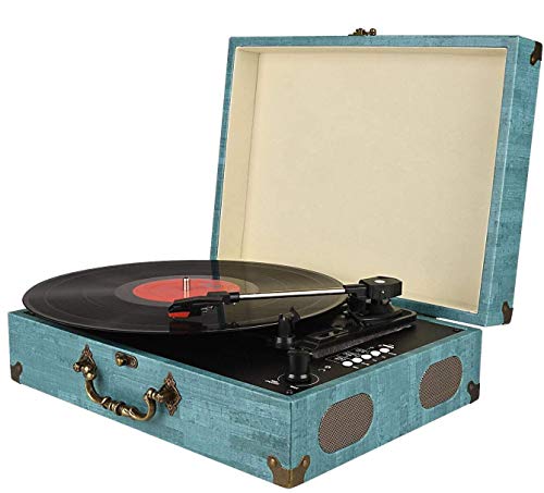 Tocadiscos Bluetooth con Estéreo Altavoces, Tocadiscos de Vinilo de Estilo Vintage, 33/45/78 RPM, Salida RCA/Auriculares / MP3 / Grabacion de Vinilo Tocadiscos Bluetooth con Estéreo Altavoces, Tocadiscos de Vinilo de Estilo Vintage, 33/45/78 RPM, Salida RCA/Auriculares / MP3 / Grabacion de Vinilo