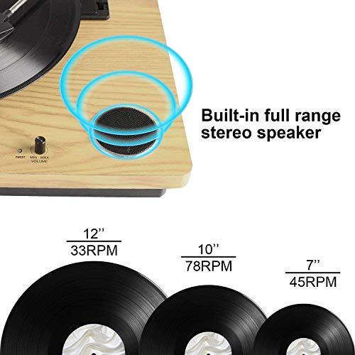Tocadiscos Bluetooth para Vinilo con Altavoces estéreo, conversión de Vinilo a USB, soporta el Brazo de Retorno y Parada automáticamente / Salida RCA / Entrada Auxiliar, Naturaleza de Madera Tocadiscos Bluetooth para Vinilo con Altavoces estéreo, conversión de Vinilo a USB, soporta el Brazo de Retorno y Parada automáticamente / Salida RCA / Entrada Auxiliar, Naturaleza de Madera