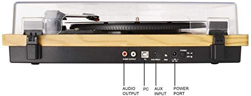 Tocadiscos Bluetooth para Vinilo con Altavoces estéreo, conversión de Vinilo a USB, soporta el Brazo de Retorno y Parada automáticamente / Salida RCA / Entrada Auxiliar, Naturaleza de Madera