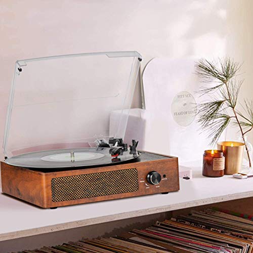 Tocadiscos Bluetooth portátil de Tres velocidades (33 1/3, 45 y 78 RPM), Vintage Vinilo Tocadiscos con Altavoces estéreo Integrados, soporta Salida RCA/Jack para Auriculares / MP3 Tocadiscos Bluetooth portátil de Tres velocidades (33 1/3, 45 y 78 RPM), Vintage Vinilo Tocadiscos con Altavoces estéreo Integrados, soporta Salida RCA/Jack para Auriculares / MP3
