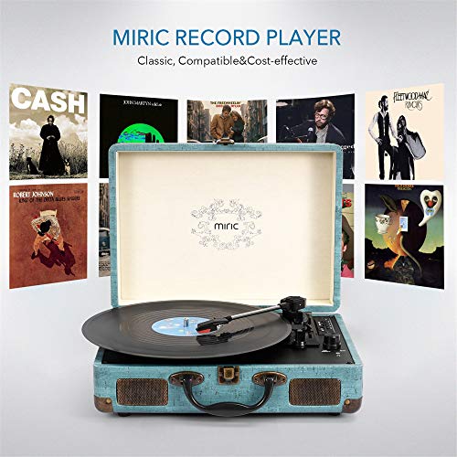 Tocadiscos, Miric Tocadiscos de Vinilo con 2 Altavoces incorporados, portátil, 3-velocidades, para Discos de Vinilo de 7/10/12 Pulgadas, Equipado con Puerto USB/SD/AUX, soporta Transcripción - Azul Tocadiscos, Miric Tocadiscos de Vinilo con 2 Altavoces incorporados, portátil, 3-velocidades, para Discos de Vinilo de 7/10/12 Pulgadas, Equipado con Puerto USB/SD/AUX, soporta Transcripción - Azul