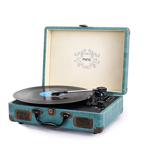 Tocadiscos, Miric Tocadiscos de Vinilo con 2 Altavoces incorporados, portátil, 3-velocidades, para Discos de Vinilo de 7/10/12 Pulgadas, Equipado con Puerto USB/SD/AUX, soporta Transcripción - Azul Tocadiscos, Miric Tocadiscos de Vinilo con 2 Altavoces incorporados, portátil, 3-velocidades, para Discos de Vinilo de 7/10/12 Pulgadas, Equipado con Puerto USB/SD/AUX, soporta Transcripción - Azul