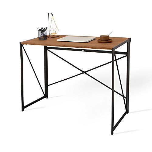 Todeco - Mesa Ordenador, Escritorio Trabajo Plegable, Escritorio Industrial Mesa, Mesa Escritorio Madera, no Necesita instalación, Hecho de Madera y Acero, Marrón Todeco - Mesa Ordenador, Escritorio Trabajo Plegable, Escritorio Industrial Mesa, Mesa Escritorio Madera, no Necesita instalación, Hecho de Madera y Acero, Marrón