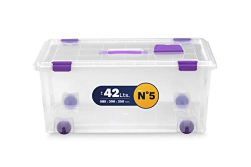 TODO HOGAR - Caja Plástico Almacenaje Grandes Multiusos con Asa y Ruedas - Medidas 585 x 390 x 250 - Capacidad de 42 litros (4) TODO HOGAR - Caja Plástico Almacenaje Grandes Multiusos con Asa y Ruedas - Medidas 585 x 390 x 250 - Capacidad de 42 litros (4)