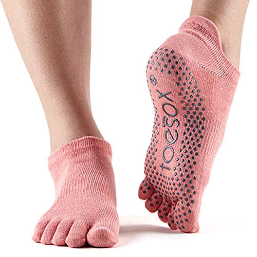 Toesox Full Toe Low Rise Calcetines de Yoga, Unisex Adulto, melón, M