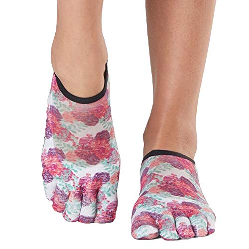 Toesox Grip - Calcetines de pilates para mujer, antideslizantes, punta completa, para yoga y ballet, Mujer, Calcetines, YTOEWTLUNAPOSY-S, Posy, S