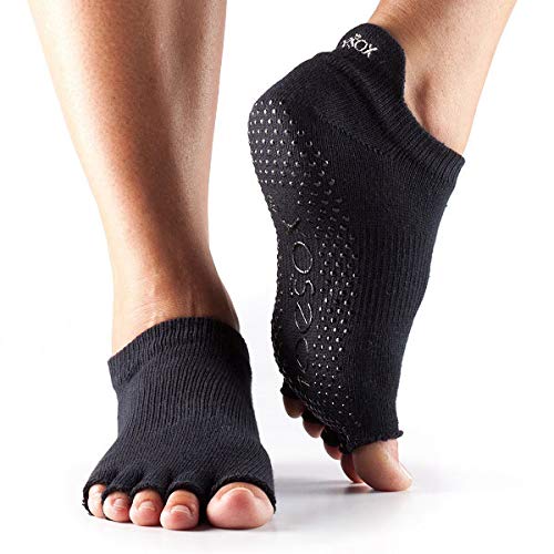 Toesox Half Toe Low Rise Calcetines de Yoga, Unisex Adulto, Negro, S