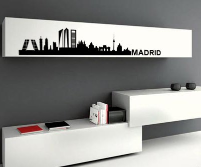 TOKPERSONAL Vinilo Decorativo para Pared, Adhesivo Skyline Madrid, decoración Comedor o salón (189_x_35, Negro)