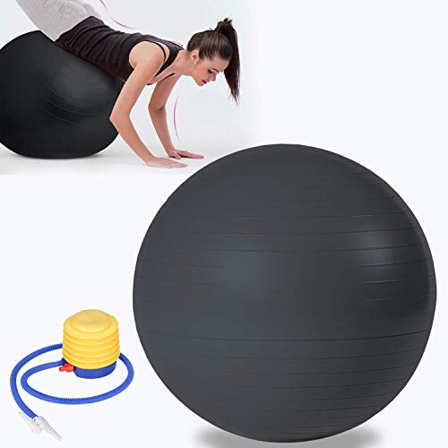 TolleTour Bad Company - Pelota de gimnasia (incluye bomba para pelota, resistente, hasta 300 kg, 65 cm), color negro