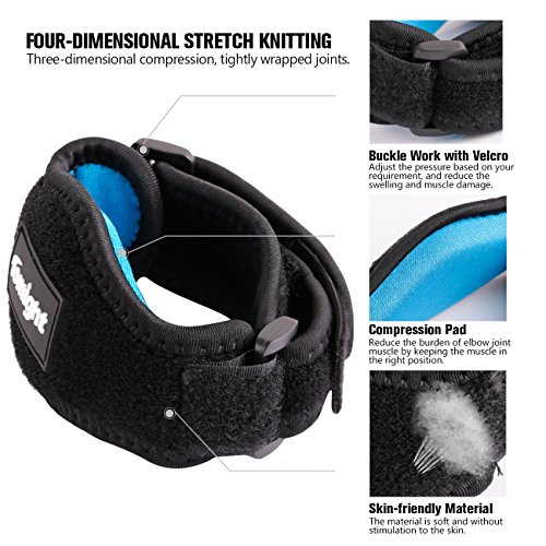 Tomight Coderas, Codo de Tenista, 2 Piezas Codo de Golfista per Alivio del Dolor y Recuperación de Epicondilitis Lateral y Tendinitis, Azul Tomight Coderas, Codo de Tenista, 2 Piezas Codo de Golfista per Alivio del Dolor y Recuperación de Epicondilitis Lateral y Tendinitis, Azul