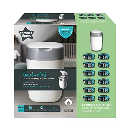 Tommee Tippee Starter Pack Twist and Click Contenedor de Pañales + 12 Recambios