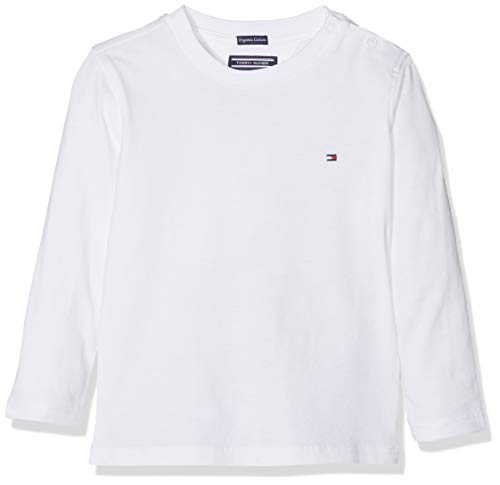 Tommy Hilfiger Boys Basic Cn Knit L/s Camiseta, Blanco (Bright White 123), 152 (Talla del Fabricante: 12) para Niños