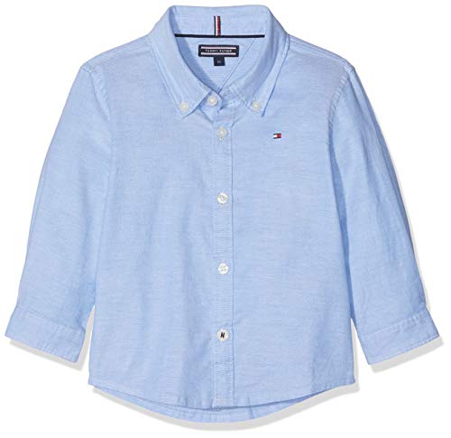 Tommy Hilfiger Boys Stretch Oxford L/s Blusa, Azul (Shirt Blue 474), 164 (Talla del Fabricante: 14) para Niños