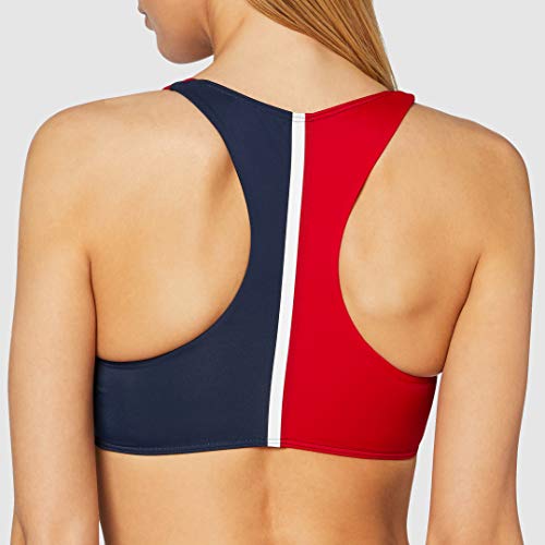 Tommy Hilfiger Crop Top Parte de Arriba de Bikini, Rojo (Red 611), Talla única (Talla del Fabricante: Large) para Mujer