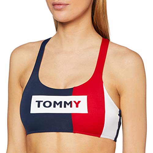 Tommy Hilfiger Crop Top Parte de Arriba de Bikini, Rojo (Red 611), Talla única (Talla del Fabricante: Large) para Mujer