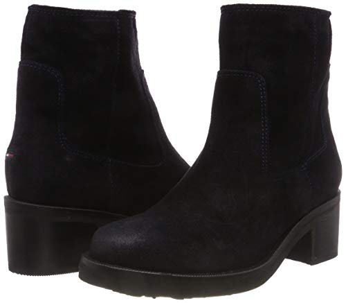 Tommy Hilfiger Essential Suede Biker Boot, Botas Estilo Motero Mujer, Azul (Midnight 403), 38 EU