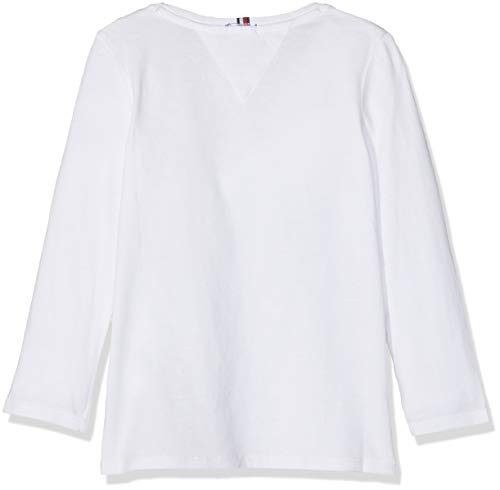 Tommy Hilfiger Girls Basic Cn Knit L/s Camiseta, Blanco (Bright White 123), 176 (Talla del Fabricante: 16) para Niñas