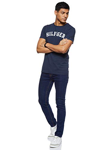 Tommy Hilfiger Logo Camiseta de Cuello Redondo,Perfecta para El Tiempo Libre, Azul (Navy Blazer), L para Hombre Tommy Hilfiger Logo Camiseta de Cuello Redondo,Perfecta para El Tiempo Libre, Azul (Navy Blazer), L para Hombre
