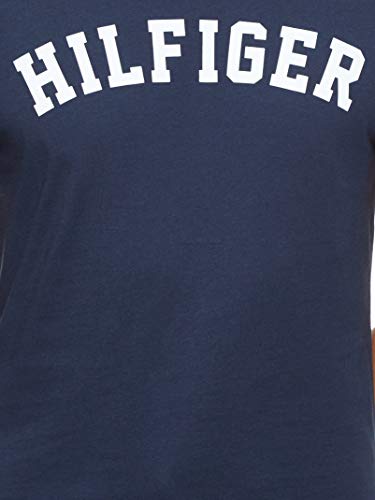 Tommy Hilfiger Logo Camiseta de Cuello Redondo,Perfecta para El Tiempo Libre, Azul (Navy Blazer), L para Hombre