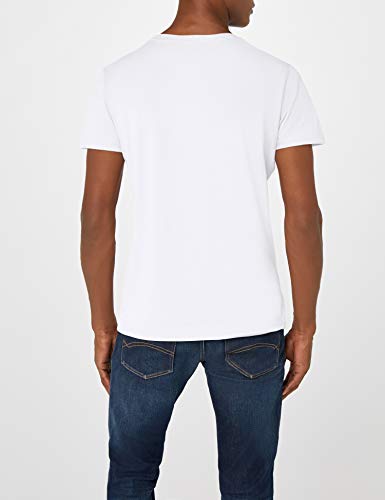 Tommy Hilfiger Logo Camiseta de Cuello Redondo,Perfecta para El Tiempo Libre, Blanco (White), L para Hombre