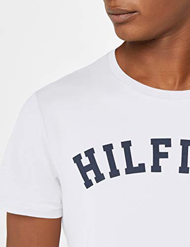 Tommy Hilfiger Logo Camiseta de Cuello Redondo,Perfecta para El Tiempo Libre, Blanco (White), XL para Hombre