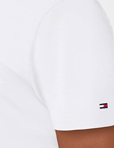 Tommy Hilfiger Logo Camiseta de Cuello Redondo,Perfecta para El Tiempo Libre, Blanco (White), XL para Hombre