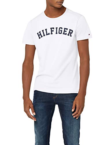 Tommy Hilfiger Logo Camiseta de Cuello Redondo,Perfecta para El Tiempo Libre, Blanco (White), XL para Hombre