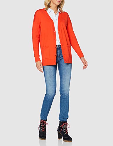 Tommy Hilfiger Soft Cotton Cardi LS Suéter, Oxidized Orange, XL para Mujer